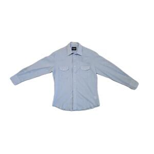 VINTAGE WRANGLER Western Shirts Light Blue Men's Shirt Size Medium Plaid Pockets